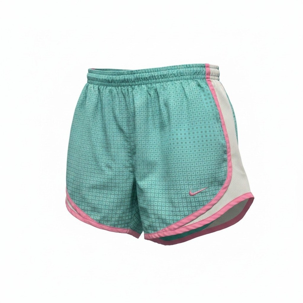 Running Shorts Nike Small Women Teal Excellent Dri-FIT Geometric Print Pink Trim